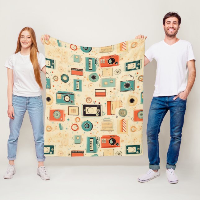 Vintage Scrapbook Pattern Fleece Blanket (In Situ)