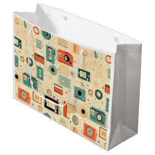Vintage Scrapbook Pattern Large Gift Bag