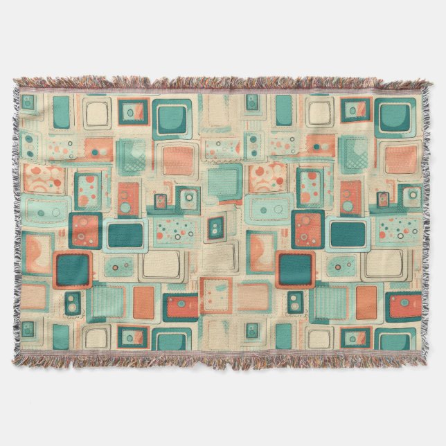 Vintage Scrapbook Pattern Throw Blanket (Front)