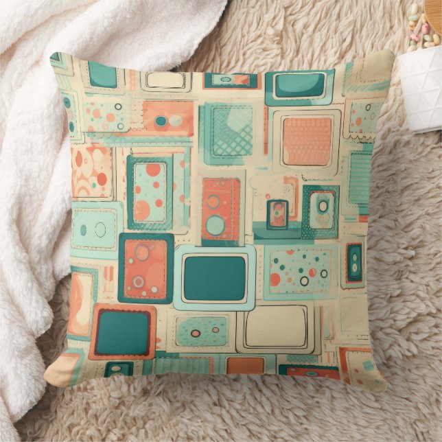 Vintage Scrapbook Pattern Throw Pillow (Blanket)