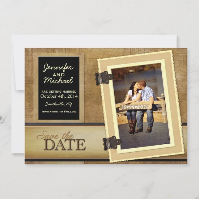 Vintage Scrapbook Save the Date Invitation (Front)
