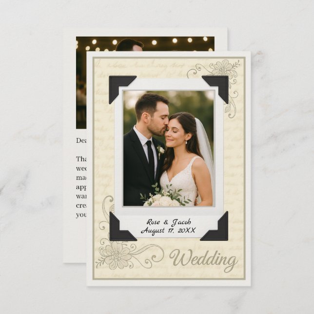 Vintage Scrapbook Style Wedding Thank You Card (Front/Back)