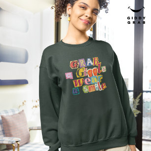 Vintage Scrapbook Typography Smile Simple Green Sweatshirt