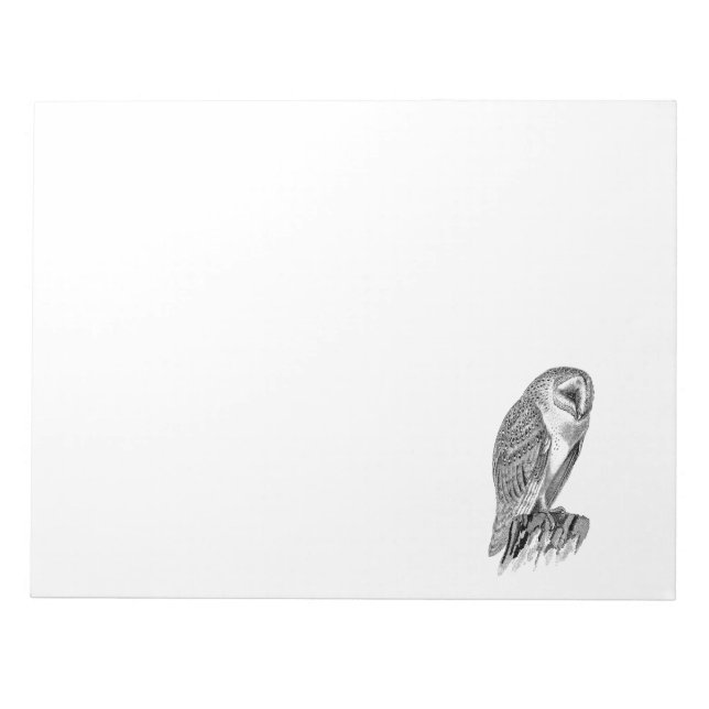 Vintage Screech Owl Bird Illustration Template Notepad (Front)