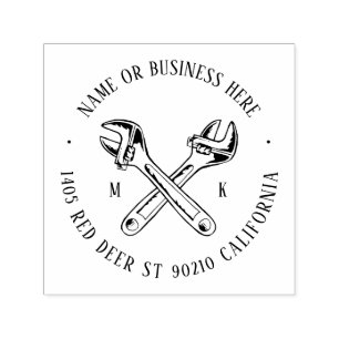 Vintage Screwdriver Monogram Name Return Address Self-inking Stamp