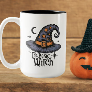 Vintage Script Basic Witch Coffee Brew Halloween Two-Tone Coffee Mug