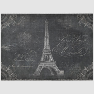Vintage Script Calligraphy Paris Decoupage Art Tissue Paper
