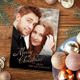 Vintage Script Christmas Foil Holiday Card