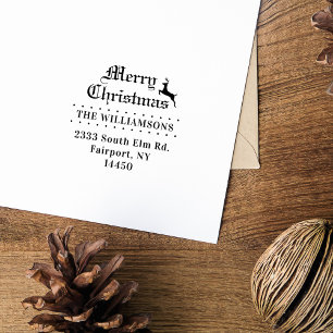 Vintage Script Christmas Return Address Self-inking Stamp