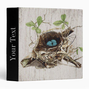 vintage script ephemera bird nest french botanical binder