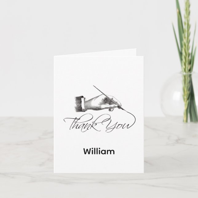 Vintage Script Folded Thank You Card (Front)
