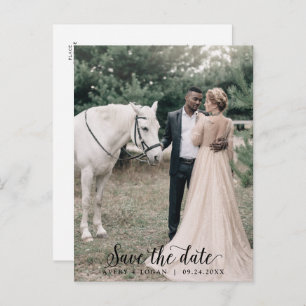 Vintage Script Light Photo Template Save the Date