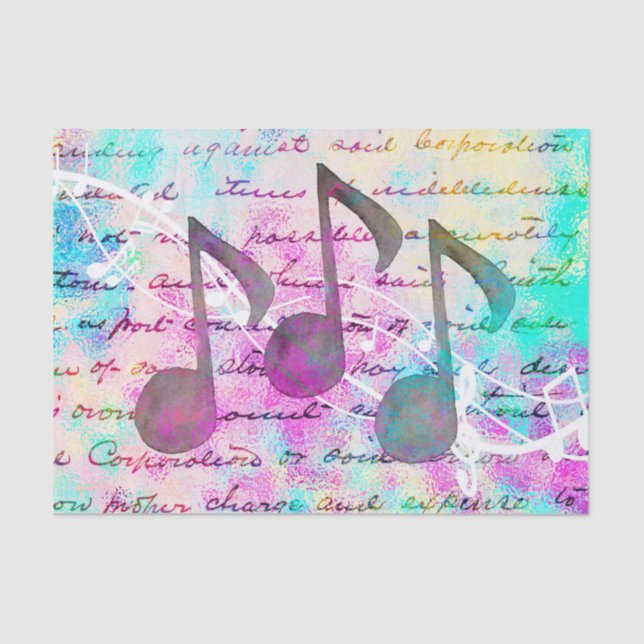 Vintage script music notes tissue paper (Front)