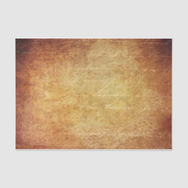 Vintage Script on a Bronze Background Tissue Paper (Front)