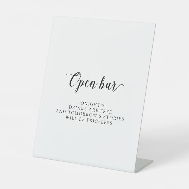 Vintage Script Open Bar Pedestal Sign (Front)