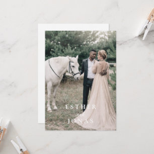 Vintage Script Photo Wedding Invitation