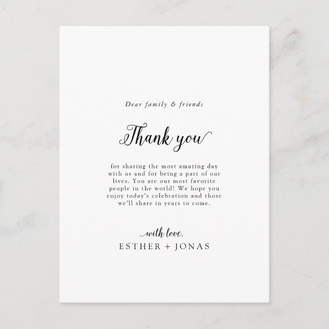 Vintage Script Thank You Reception Card (Front)