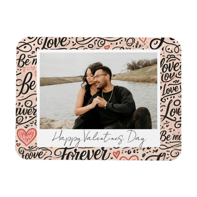 Vintage Script Valentines Day Couples Photos  Magnet (Horizontal)