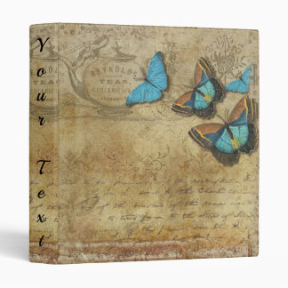 Vintage Script, with Blue Butterflies. Binder