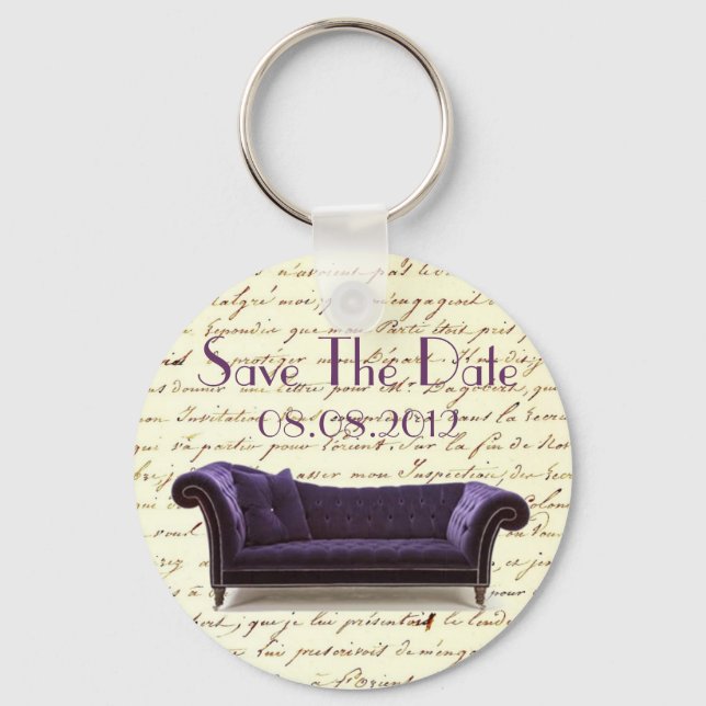 vintage scripts paris chandelier wedding keychain (Front)