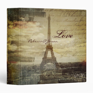vintage scripts Paris Eiffel Tower Wedding Binder