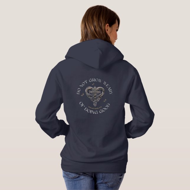 Vintage Scripture Celtic Heart in Cross  Hoodie (Back Full)