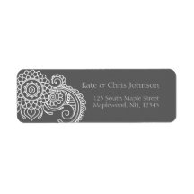 Vintage scroll design rerun address label-white