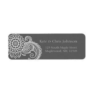 Vintage scroll design rerun address label-white