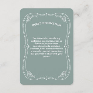 Vintage Scroll in Green Wedding Guest Information Enclosure Card