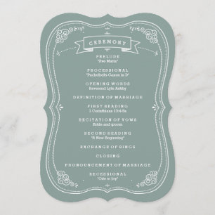 Vintage Scroll in Green Wedding Program