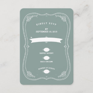 Vintage Scroll in Green Wedding RSVP Response