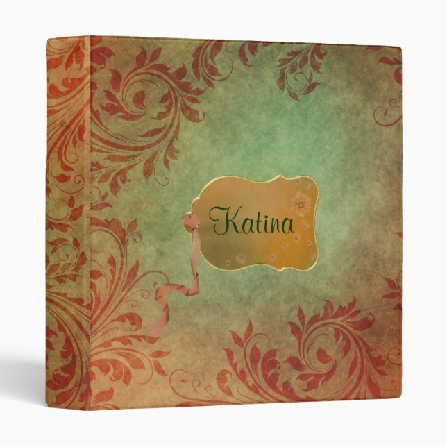 Vintage Scroll Paper Print Notebook Avery Binder (Front/Spine)