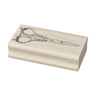 Vintage Scroll Sewing Scissors Rubber Art Stamp