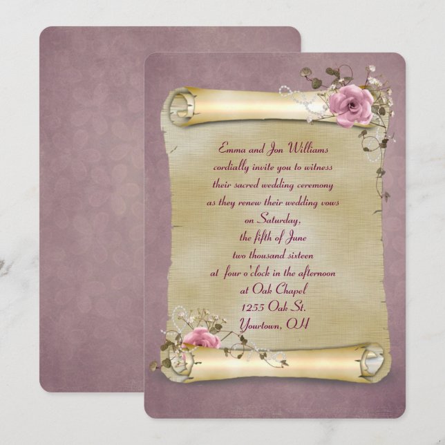 Vintage Scroll Vow Renewal Invitation (Front/Back)