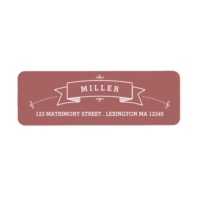 Vintage Scroll Wedding Address Label | Marsala (Front)