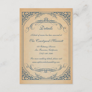 Vintage Scrolls Frame Wedding Details Enclosure Card