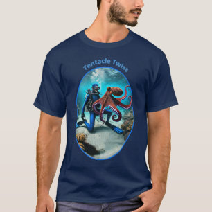 Vintage SCUBA Diver Dancing with a Big Octopus URM T-Shirt