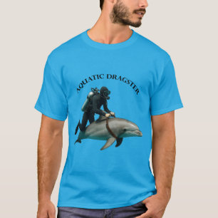 Vintage SCUBA Diving Diver Riding a Dolphin URM T-Shirt