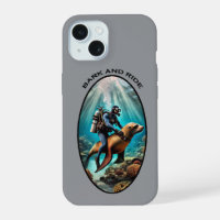 Vintage SCUBA Diving Diver Riding a Sea Lion URM