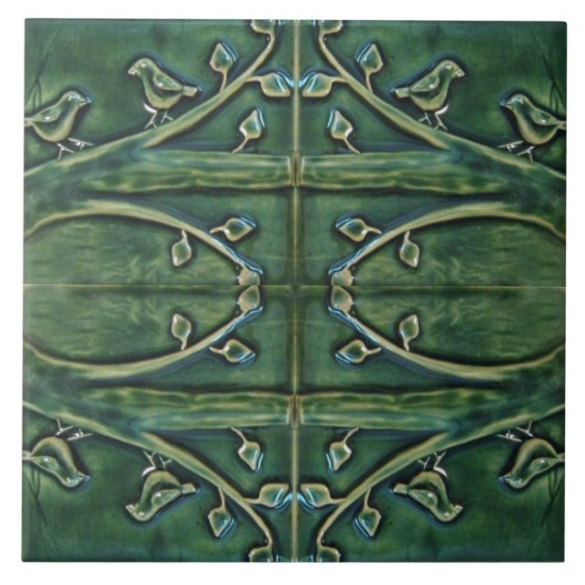 Vintage Sculptural Birds Upon Branches Tile (Front)