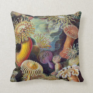 Vintage Sea Anemones Throw Pillow