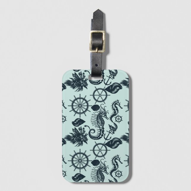 Vintage Sea Animal Pattern Luggage Tag (Front Vertical)