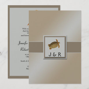 Vintage Sea Animals Beach Wedding Invitation