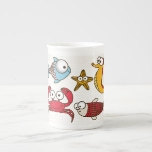 Vintage Sea Animals Bone China Mug