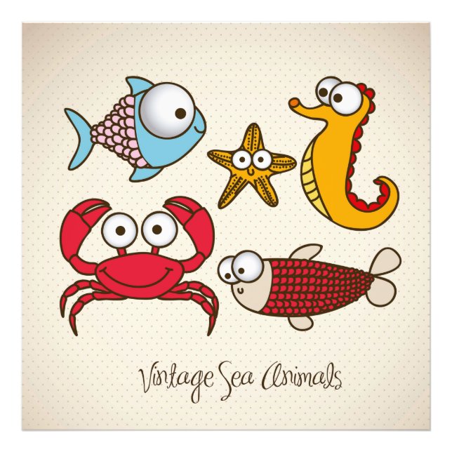 Vintage Sea Animals Photo Print (Front)