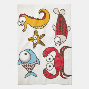 Vintage Sea Animals Serviette de cuisine