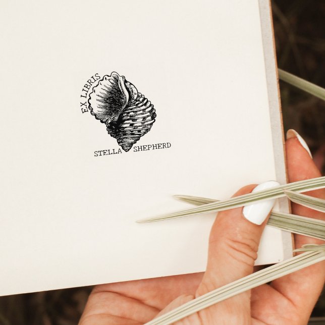 Vintage Sea Conch Book Ex Libris  Rubber Stamp (Creator Uploaded)