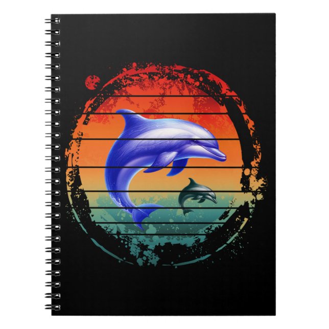 Vintage Sea Creature Dolphins Notebook (Front)