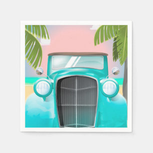vintage sea foam green car napkin