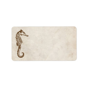Vintage Sea Horse Beach Address Label